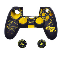 Étui en silicone pour manette PS4 pour PlayStation 4, housse de protection en silicone pour manette de jeu avec protège-sticks analogiques