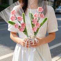 QY Fleurs artificielles faites à la main sur tige, produits finis, pour anniversaire, fête des Mères, remise de diplôme, fleurs en élastiques de plomberie, cadeau