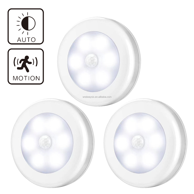 Modern Motion Sensor LED Night Light Cordless Battery-Powered Closet Stairs Cabinet Lights Cool White Stick-on Magnet Safe Cool