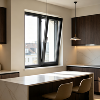 Fenêtre à battant et à bascule en aluminium à rupture de pont thermique, triple vitrage, faible émissivité, certifiée Passivhaus, isolation supérieure, insonorisation, taille personnalisée