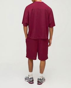 ชุดเสื้อฮอกกี้ทรงบ็อกซี่ตาข่ายสีเบอร์กันดีขนาดใหญ่พิเศษ ไซส์ 44 พร้อมกางเกงขาสั้น ชุดวอร์มฟุตบอลทรงแบ็กกี้ - Product Image 2