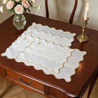 Nappe en lin blanc texturé, broderie européenne, couvre-table, set de table en lin texturé pour la maison et l'hôtellerie, vente en gros, direct usine