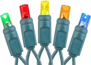 ไฟคริสต์มาสแบบหลายหลอด LED เกรดเชิงพาณิชย์ กันน้ำ IP65 สำหรับภายนอกอาคาร ขนาด 5 มม. มุมกว้าง สายสีเขียว สำหรับตกแต่งต้นคริสต์มาส ปรับความสว่างได้ - Product Image 1