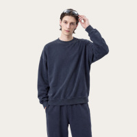 Sweat-shirt vintage en coton pur délavé à l'acide, 360g, couleur unie, coupe ample, manches courbes, pull-over vierge, streetwear décontracté, taille XL