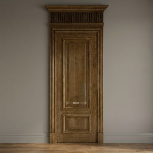 Puerta interior clásica de lujo de roble macizo de 80x260 cm, puerta francesa con moldura superior de 15 cm y travesaño acanalado, puertas para villas - Product Image 6