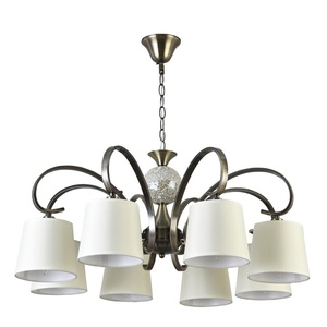 Plafonnier, 8 douilles x14, cuir, abat-jour beige, dimensions 75x75cm, idéal pour décorer et illuminer les espaces intérieurs. - Product Image 1