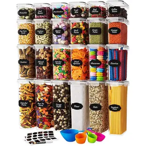 Conjunto hermético Bpa-Free 24 Piece Pack Plástico Empilhável Alimentos Preservação Organizador Cereal Armazenamento Seco Set BIn Box Food Container