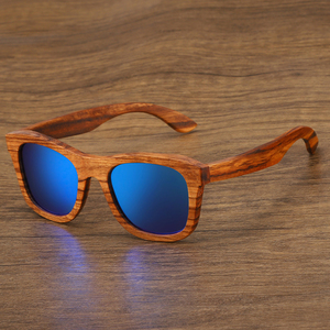 Handmade Custom vuông Skateboard Sunglasses Zebra gỗ đầy màu sắc khắc <span class=keywords><strong>Shades</strong></span> phân cực quang Sun Glasses gafas nhà thiết kế - Product Image 2