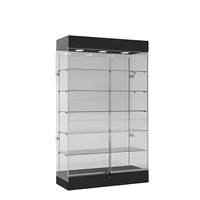 Großhandel Robuste Umweltfreundliche Pulverbeschichtete Glas-Schiebetür-Vitrine für Einzelhandelsgeschäfte mit Vollsicht und LED-Beleuchtung, Rauchglas