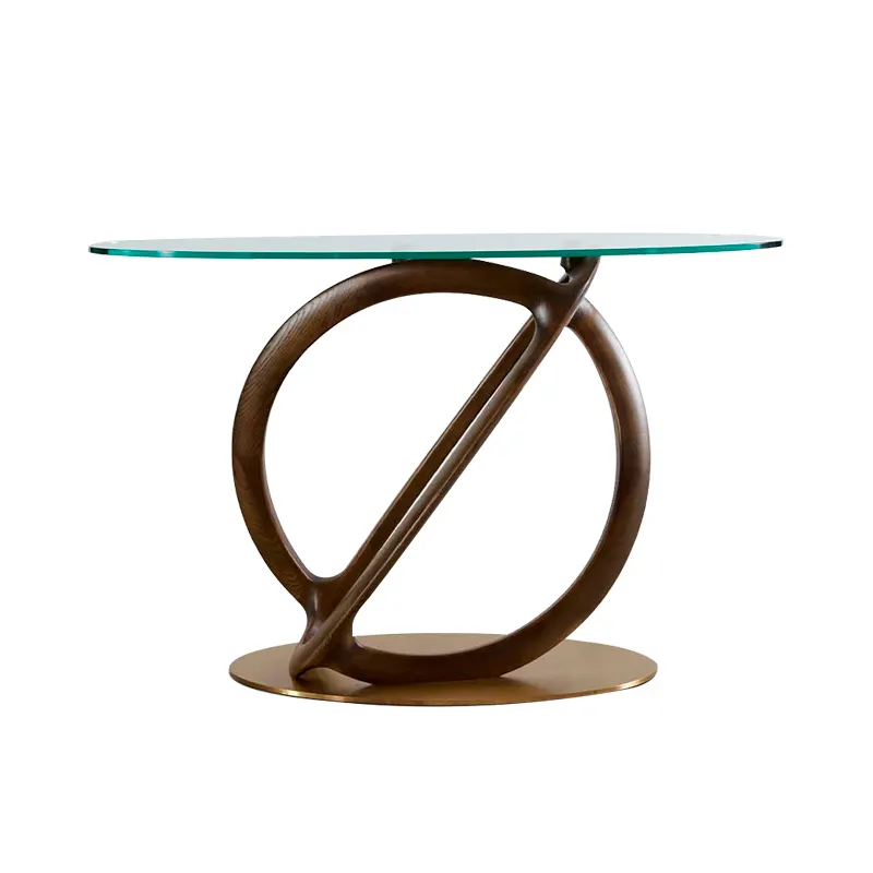 Console in legno di alta qualità da tavolo in vetro con Base in legno massello soggiorno mobili da tavolo Console moderna