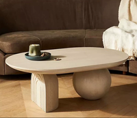 Designer nordique grand et petit salon en bois massif personnalité de forme spéciale table basse en bois ovale table à thé