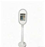 Photomaton portable en métal blanc brillant, design tendance, avec éclairage annulaire LED 13 pouces, pour iPad, impression en libre-service et télécommande