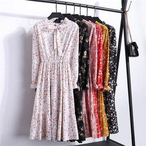 <span class=keywords><strong>Vestido</strong></span> de oficina de <span class=keywords><strong>lunares</strong></span> para mujer, Vestidos negros coreanos de <span class=keywords><strong>lunares</strong></span> Vintage de primavera 2022, Midi Floral de manga larga - Product Image 4