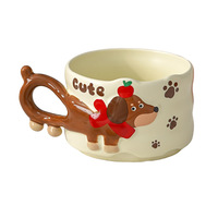 Mug Keramik 3D Dachshund Lucu, Desain Anjing, Dapat Ditumpuk, Cangkir Kopi Porselen, Gagang Kartun, Hadiah Natal, Peralatan Minum Minuman Panas