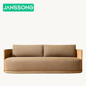 호텔 현대 야외 소파 정원 소파 세트 럭셔리 L 자형 목재 소파 티크 파티오 가구 방수 야외 가구 세트 - Product Image 6