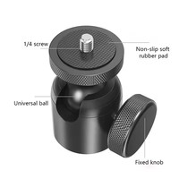 Adaptateur de tête de rotule en aluminium pour appareil photo, rotation à 360 degrés, mini tête de rotule pour trépied, monopode, anneau lumineux, appareil photo reflex numérique, 3/8 à 1/4 pouce