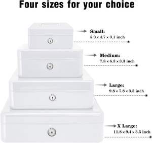 Tirelire en métal 6 "en acier <span class=keywords><strong>Cash</strong></span> Safe Box Petty <span class=keywords><strong>Cash</strong></span> Deposit Tin avec serrure 2 clés pour la sécurité - Product Image 3