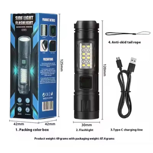 ไฟฉาย LED ขนาดเล็กความสว่างสูง พร้อมไฟด้านข้าง ชาร์จซ้ำได้ สำหรับใช้ในบ้านกรณีฉุกเฉิน แบตเตอรี่ใช้งานได้ยาวนาน - Product Image 6