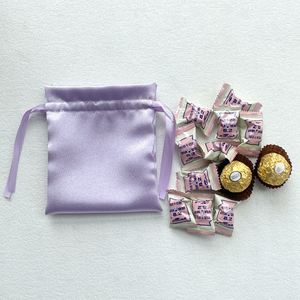 Custom Logo Elegant Silk Satin Shopping Bags Ribbon Handle Small Dust Pouch for Candy <b>Biscuit</b> Dust Eco-Friendly <b>Gift</b> Packaging - Product Image 1