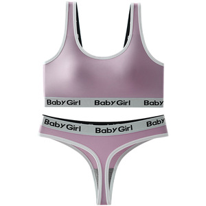 Moda estiva <span class=keywords><strong>bambina</strong></span> donna intimo <span class=keywords><strong>reggiseno</strong></span> e pantaloni a T-pantaloni abbinati Set due pezzi gilet sportivo corto - Product Image 6