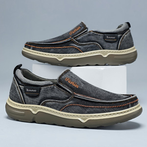 Chaussures décontractées pour hommes en toile de style vieux Pékin, mocassins en jean délavé, chaussures légères à semelle souple pour papa, chaussures en toile à enfiler - Product Image 2