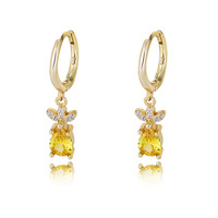 Gold Vermeil S925 Silber Gelbe Zirkonia Blumen Huggie-Ohrringe Silber Gelbe Blumen Zirkonia Blumen-Charm Creolen
