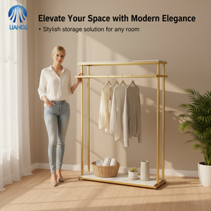 売れ筋の鉄製フロアスタンド型ダブルコートラック、モダンデザイン、耐久性があり安定、ホテル、リビングルーム、モール家具、カスタマイズ可能 - Product Image 1