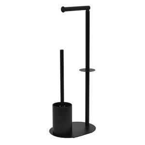 HANGSHAU - <span class=keywords><strong>Portarrollos</strong></span> <span class=keywords><strong>de</strong></span> Baño Moderno <span class=keywords><strong>de</strong></span> Hierro, Soporte <span class=keywords><strong>de</strong></span> Escobilla y Papel Higiénico Independiente <span class=keywords><strong>de</strong></span> Metal Negro - Product Image 2