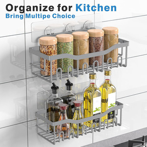 Modern <b>Kitchen</b> Bathroom Shower Caddy <b>Shelf</b> Organizer Soap Dish Wall-Mounted Iron Storage <b>Shelf</b> Easy Corner No Drilling Required - Product Image 5