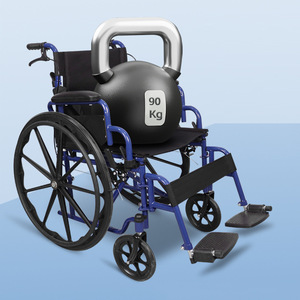Fauteuil roulant manuel bleu en acier haute teneur en carbone, pliable et léger, pour personnes âgées et handicapées - Product Image 2