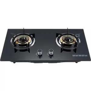 Built-in Dual purpose Thickened tempered glass Brushed Panel Gas Stove