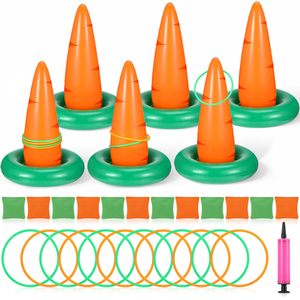 Jeu de lancer d'anneaux gonflables en PVC Seenelling Carottes de Pâques pour adultes, usage familial et scolaire, décorations de fête, amusant et mignon - Product Image 1