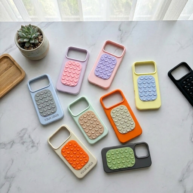 Hands-free Octopus Suction Cup Magnetic Phone Holder Slim Case Liquid Silicone Cover for iPhone 17 Filming Makeup Shower Mirror