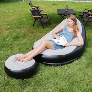 Nouveau Canapé Gonflable Floqué, Fauteuil de Repos avec Repose-Pieds, Chaise Longue Pliable et Paresseuse, Tapis de Camping, Lit de Loisirs Plage et Bord de Mer - Product Image 2