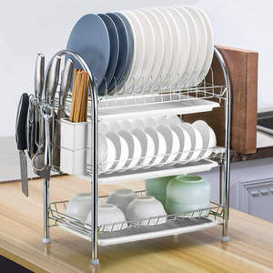 Estante para platos de cocina Estante para platos de <span class=keywords><strong>3</strong></span> capas con bandeja Escurridor de platos - Product Image 2