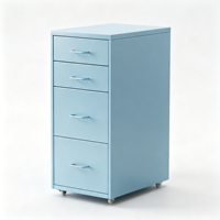 Armoire de rangement en métal blanche à 4 tiroirs, commode mobile étroite pour chevet, armoire de classement sous le bureau avec roulettes