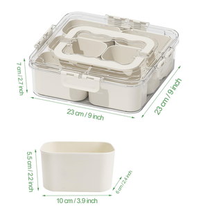 Stackable Portable 6 Compartment <b>Plastic</b> <b>Clear</b> Snack Box Refrigerator Freshness Food Storage Bin - Product Image 3