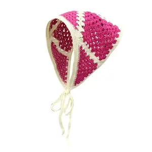 Triangulo Con Banda Cabeza Crochet Colorful Cute Pattern Turban Bandana Hair Kerchief Tie Back Head Wrap Hairbands