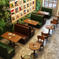 Ensemble de mobilier de restaurant moderne et simple en bois massif : tables, chaises, banquette de bar, canapé – Usage commercial pour les salons de thé, les boutiques de snacks et de desserts
