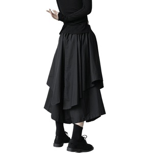 Culottes Anchos Irregulares para Mujer, Cintura Alta, Corte Holgado, Diseño con Volantes, Color Negro, Estilo Verano-Otoño - Product Image 5