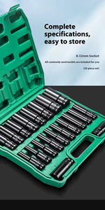 Набор торцевых головок для гаражного инструмента из хромованадиевой стали, 1/<span class=keywords><strong>2</strong></span> дюйма, удлиненные, метрические, для ударных гайковертов - Product Image 3