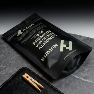 Black Matte <b>Stand</b>-Up Pouch Premium Food Grade Snacks Bag For Nut Packaging With Zipper - Product Image 3