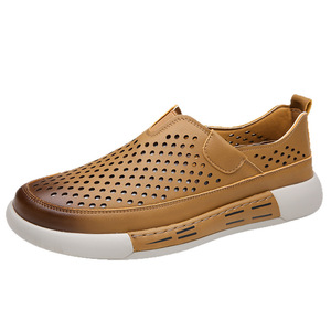Mocassins Homme en Cuir Souple Évidé Respirants Jaune Kaki Chaussures Décontractées Taille Adulte 7025 - Product Image 5