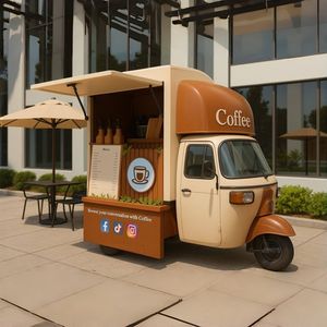 Tam Donanımlı Restoran 3 Tekerlekli Elektrikli Triportör Piaggio Ape Tuk Tuk Mobil Kahve Arabası Kahve Dükkanı Satılık - Product Image 1