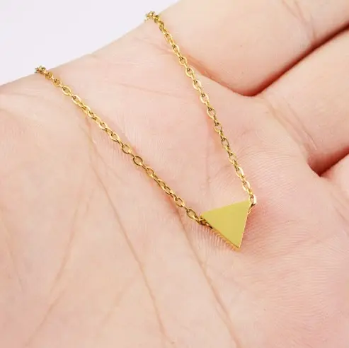 Minimalist 925 Sterling Silver Tiny Geometric Triangle Necklace for Women