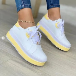 Zapatos Deportivos Casuales de Mujer con Cordones, de Punta Redonda, para las Cuatro Estaciones, con Suela de Esponja, en Blanco y Negro, de Doble Color, Estilo Nuevo de Verano - Product Image 3