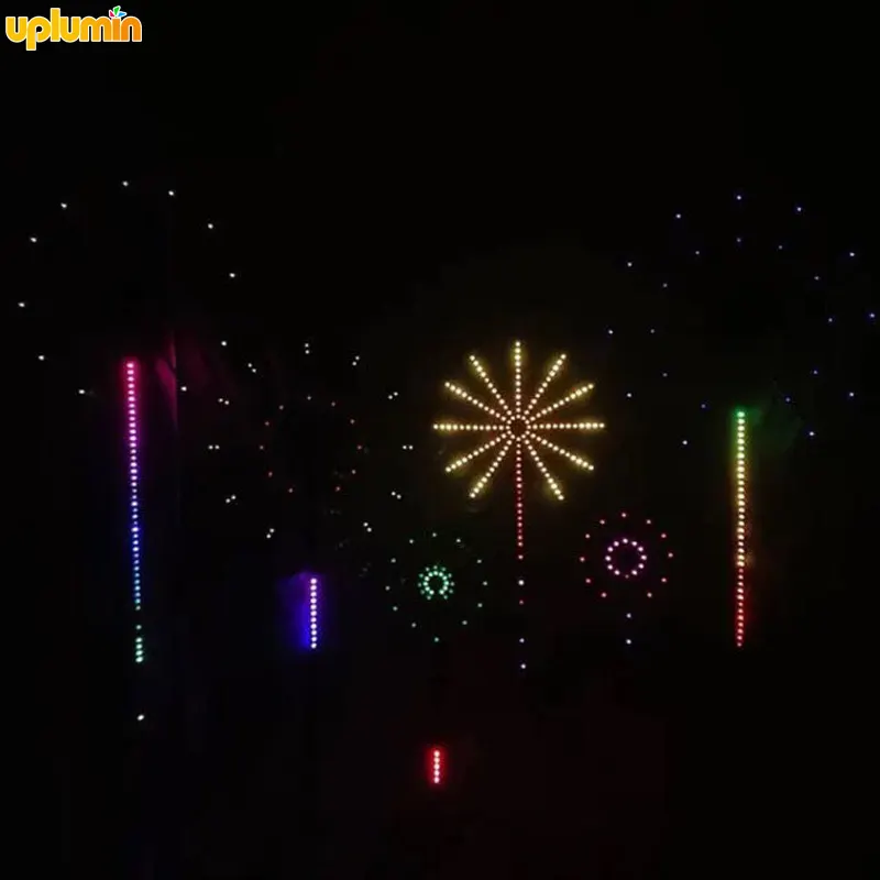 Açık peyzaj süslemeleri aydınlatma LED Friework işık ile 4 inç Fireworks kabukları tema parkı 80 IP65 RGB kar yağışı Led 1600