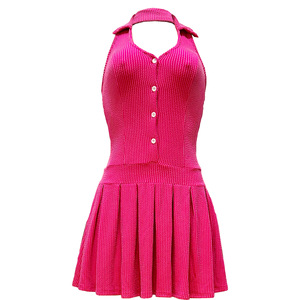 Nuovo Arrivo: Mini Abito a Righe con Collo Halter in Verde e Blu per Donna, Vendita Calda - Product Image 2