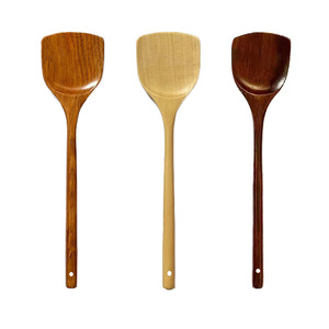 Espátula de madera lacada antigua de 39 cm con mango redondo, espátula antiadherente para utensilios de cocina. - Product Image 5