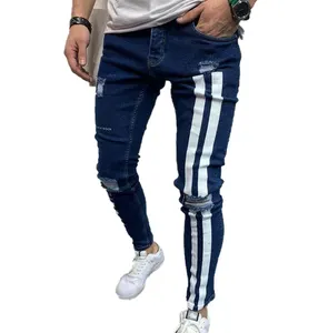 High Waist Ripped Herren Jeans Gestapelte Röhrenjeans Casual Style Denim Jeans Outdoor Street Wear